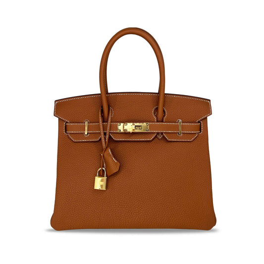   brown Luxury Hermes Birkin Togo B30 GHW designer bag