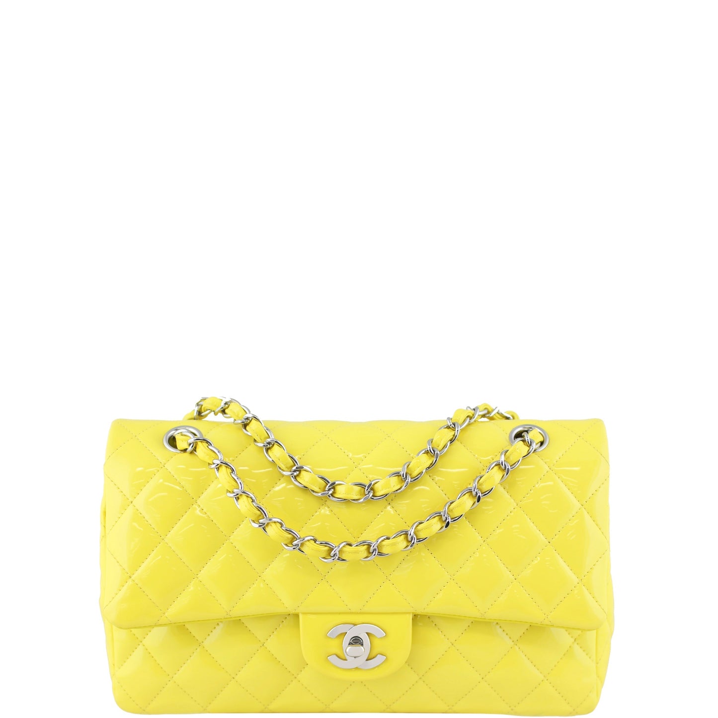 Chanel Classic Double Flap Medium Patent | Yellow