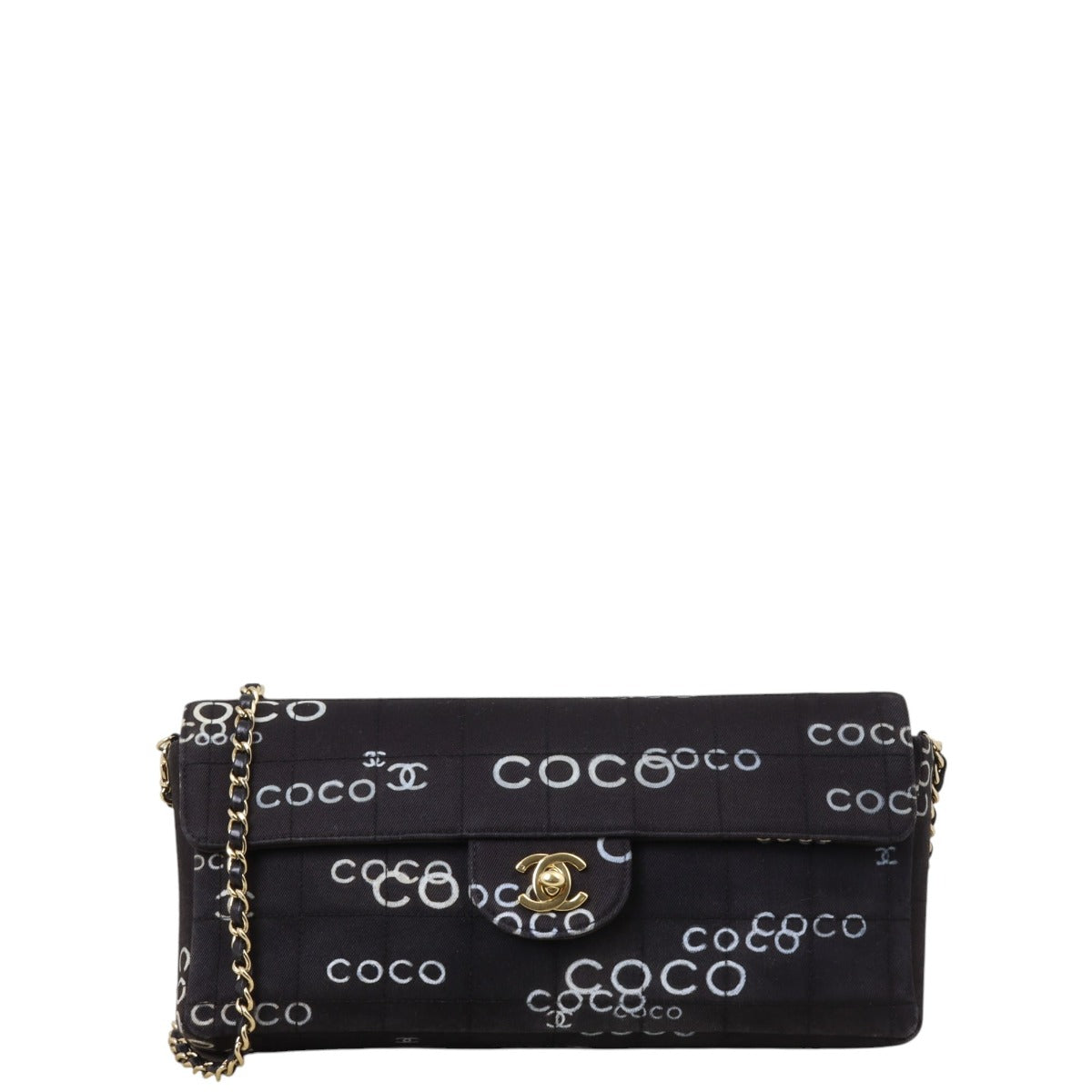 Chanel Coco Canvas East-West Chocolate Bar Flap Bag