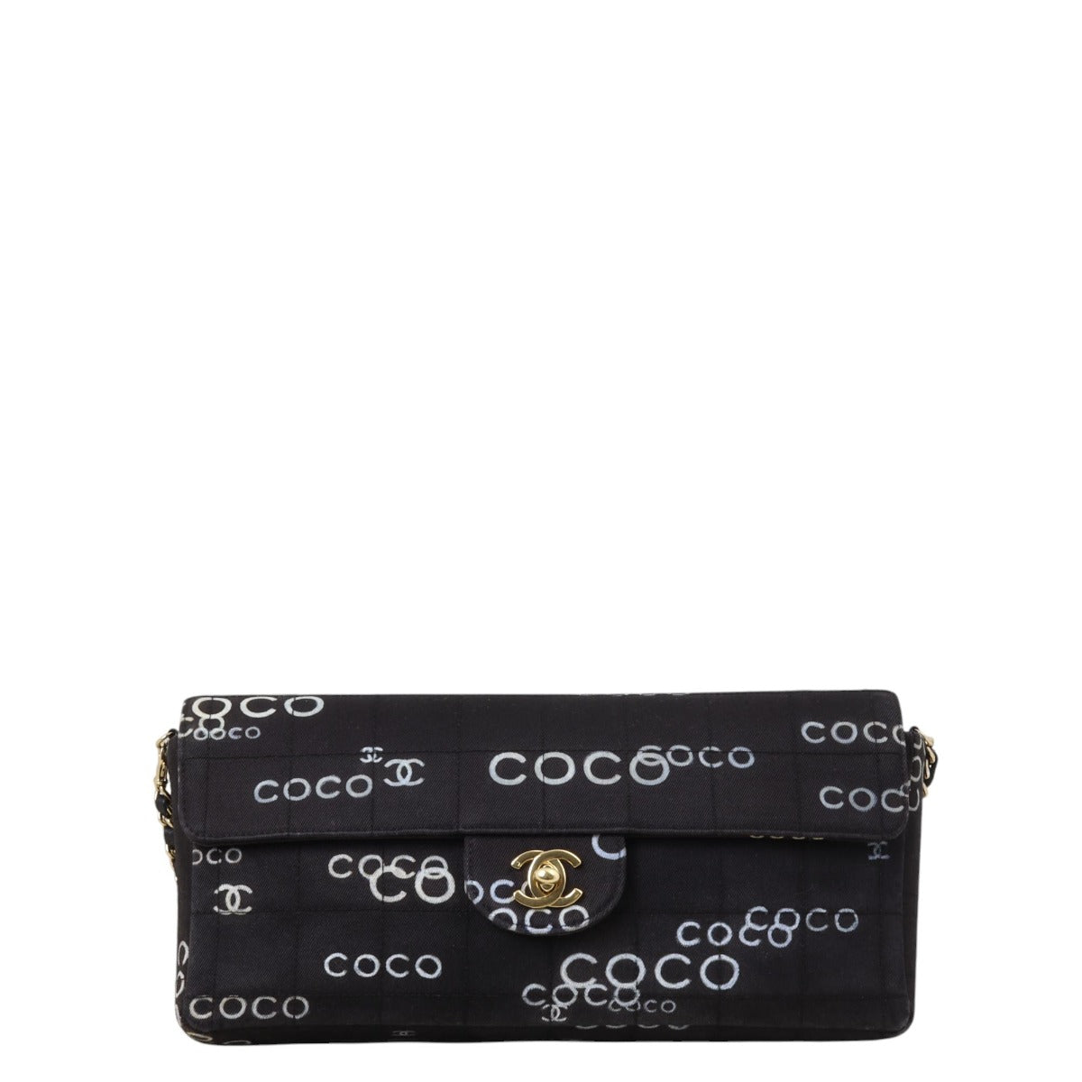 Chanel Coco Canvas East-West Chocolate Bar Flap Bag