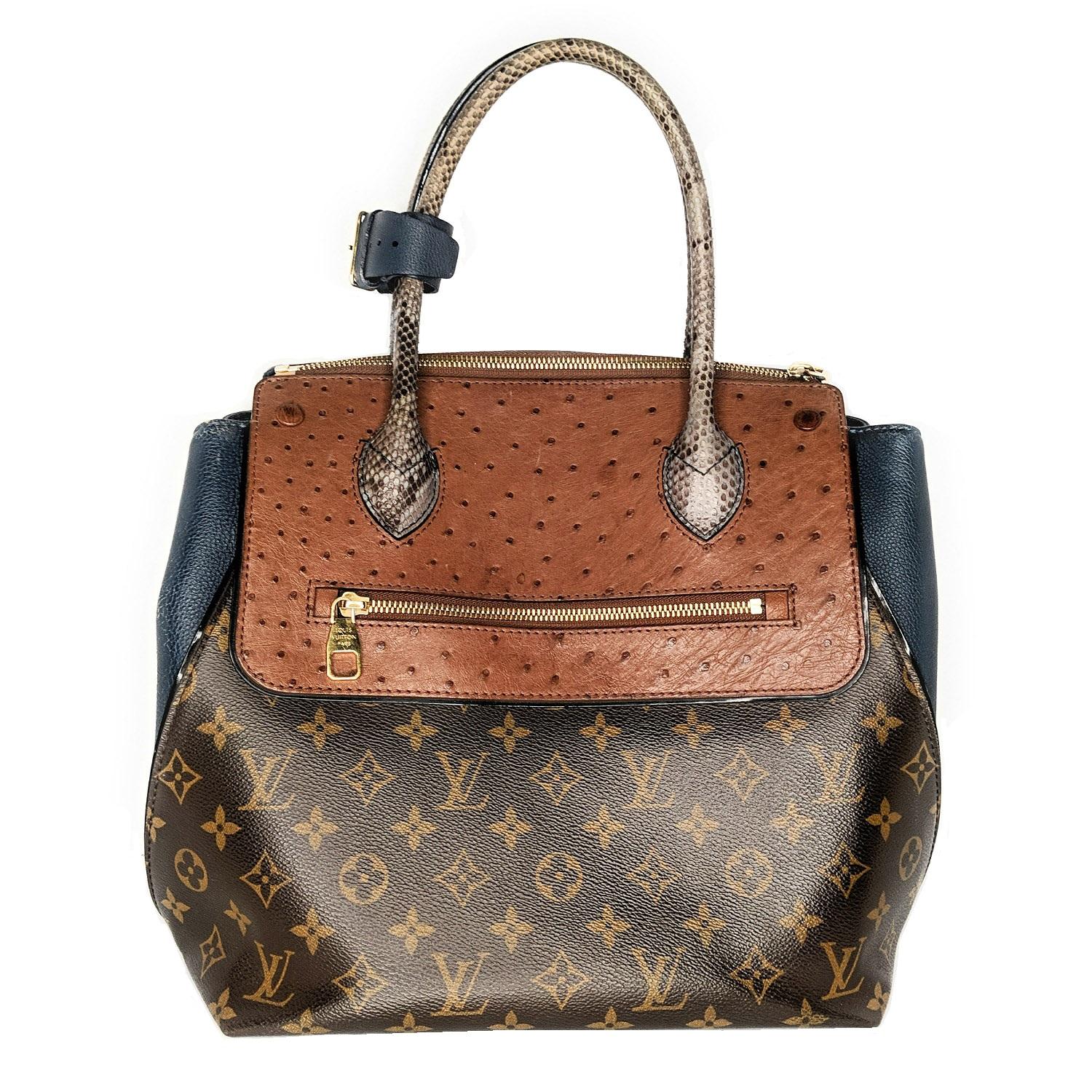 Louis Vuitton Majestuex Tote Leather Ostrich Blue Python Satchel