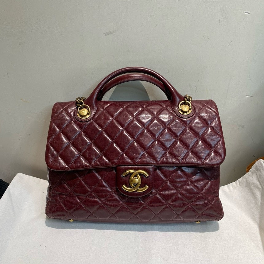 Chanel Burgundy Quilted Leather Large Flap Bag