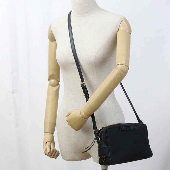 PRADA 1BH089 UCW F0002 Logo jacquard Diagonal Shoulder Bag black Women