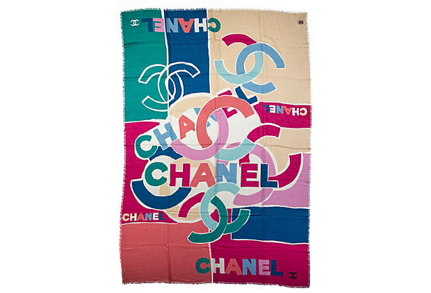 Chanel BN Cashmere Multicolor Logo Shawl